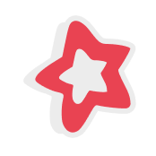 Red star-shaped icon with a smaller white star cutout in the center and a shadow effect.